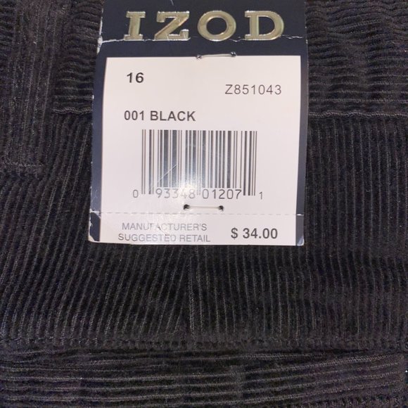 Izod Black Corduroy Pants - Picture 2 of 9